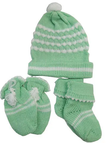
Knitted Infant Baby Cap Mitten and Sock Knitting Beanie Baby Infant Cap made in Thailand 