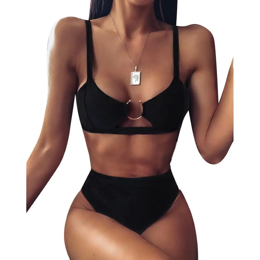 Women Sexy Leopard Snake Print Swimsuit Padded Bra Low Rise Briefs Bikini Set