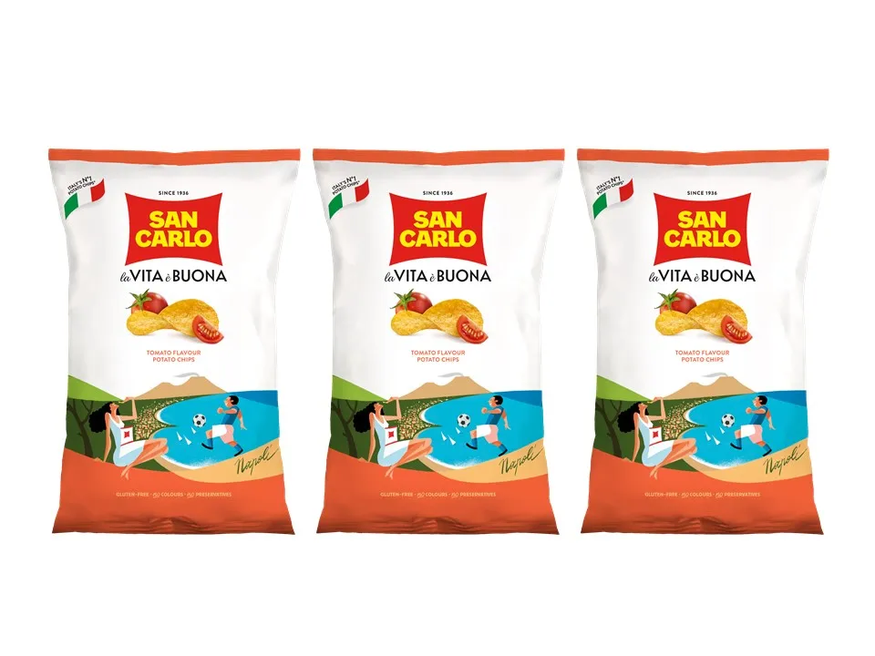 Made in Italy San Carlo sweet Italian cherry tomato potato chips tomato flavor gr 150