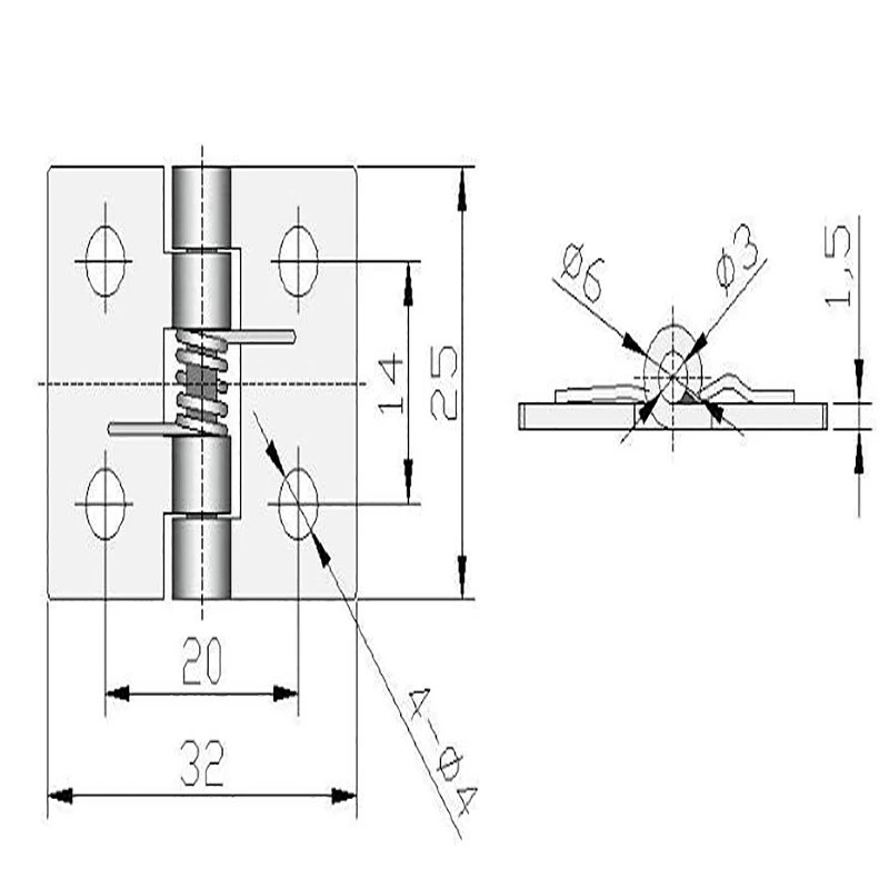 XK518-25 Stainless steel spring reset hinge automatic closing hinge