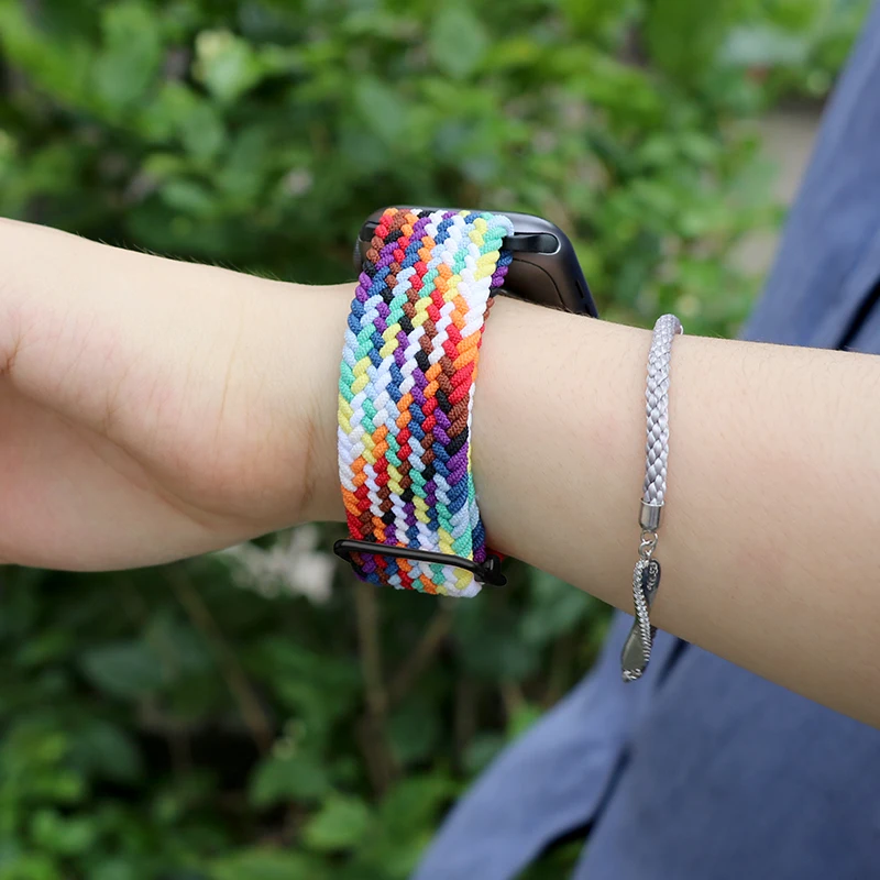 Горячая Распродажа новинка Iwatch регулируемые эластичные Solo Loop нейлон Correa умные часы ремешок подходит для Apple