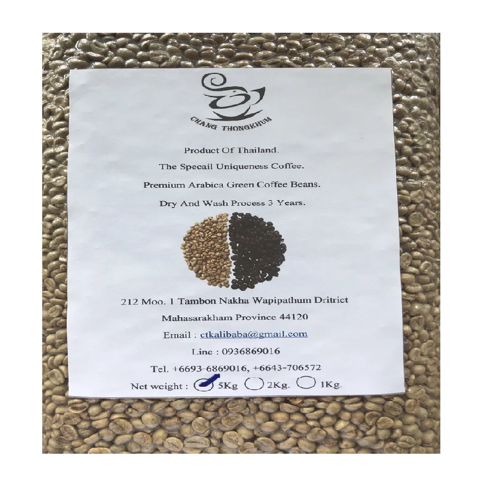 The Best Quality of Thailand product of  Premium Arabica Green Coffee Beans by Changthongkhum