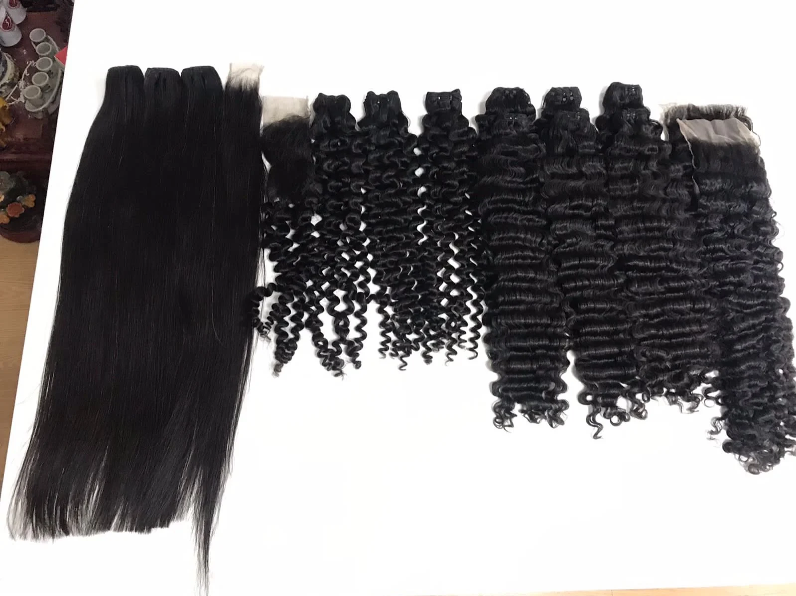 Straight and curly luxurious human hair extension premium weft hair