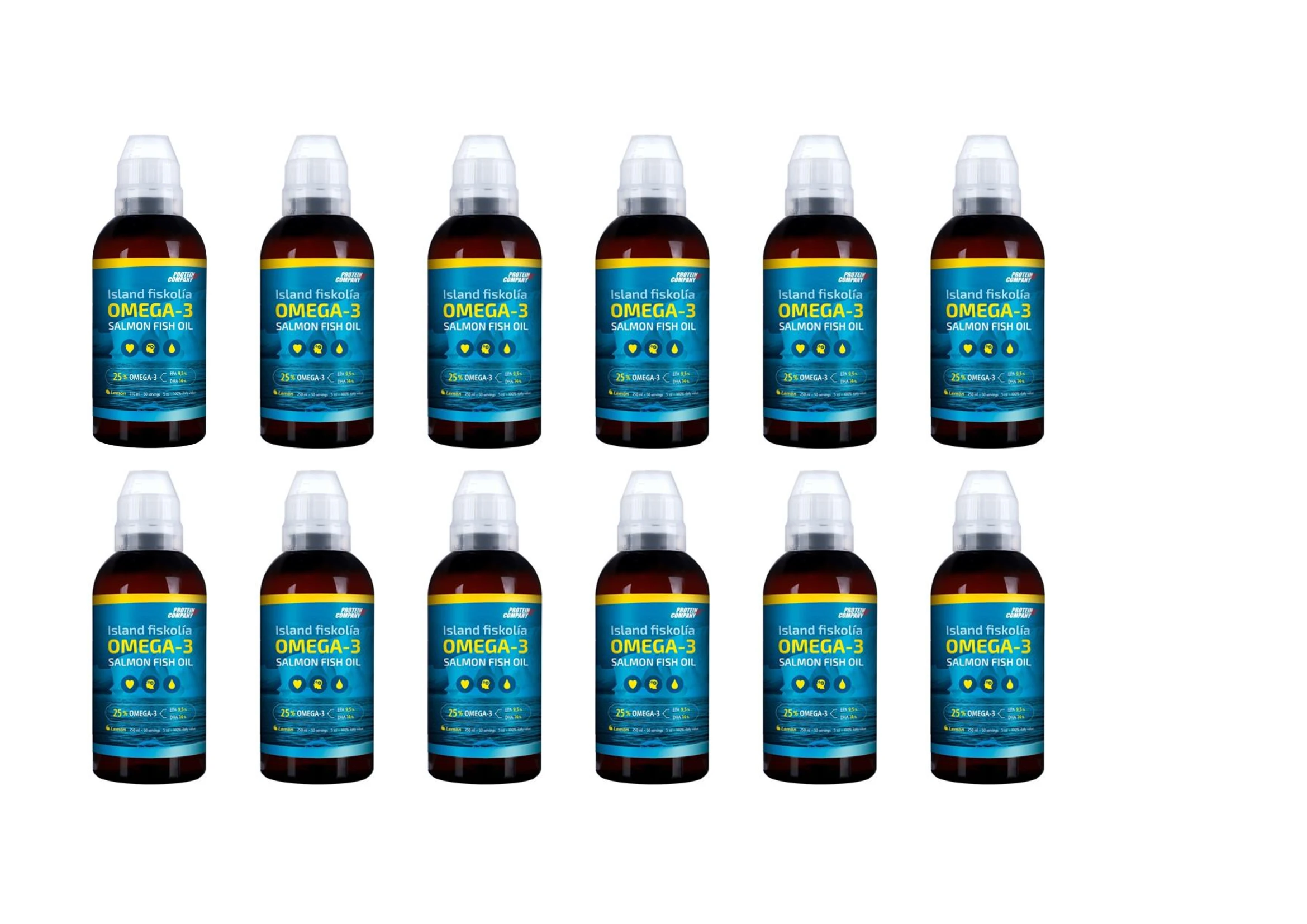 12 bottles. Omega-3, 25%. Salmon fish oil 250 ml.
