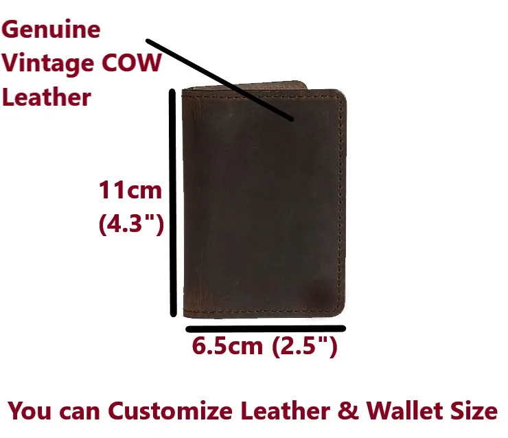 Custom Genuine Pure Original Premium Leather Wallets Men id credit card holders with rfid protection