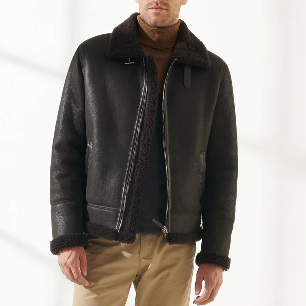 
New model high quality Shearling Jacket winter custom embroidered Shearling Jacket 