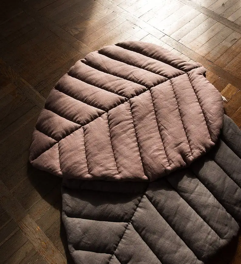 
Leaf Kids Linen padded play mat rug baby floor nursery baby rug all color leaf mat 