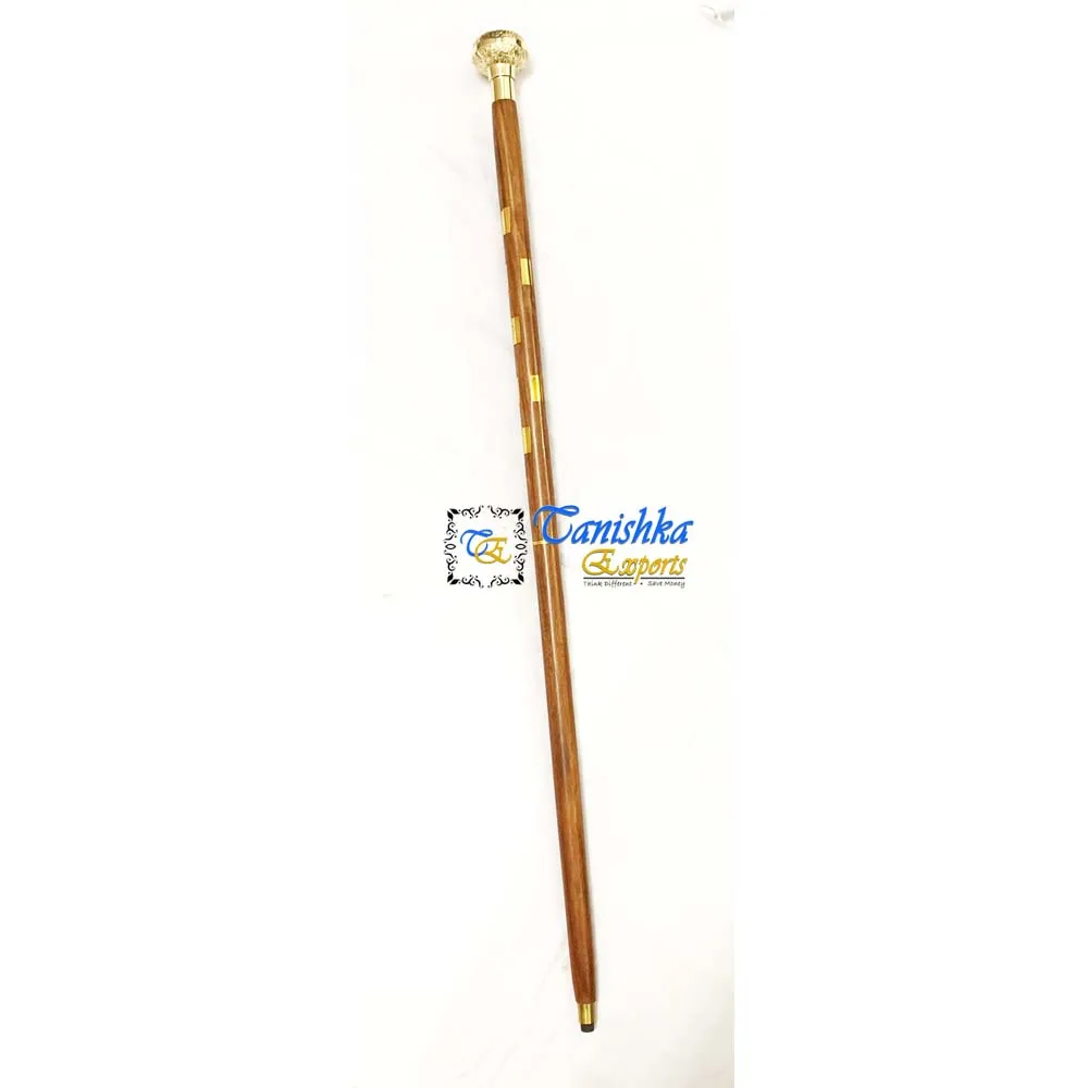 Designer Personalized Walking Stick Camping Hiking Wooden Walking Stick Designer Nautical Brass Walking Stick