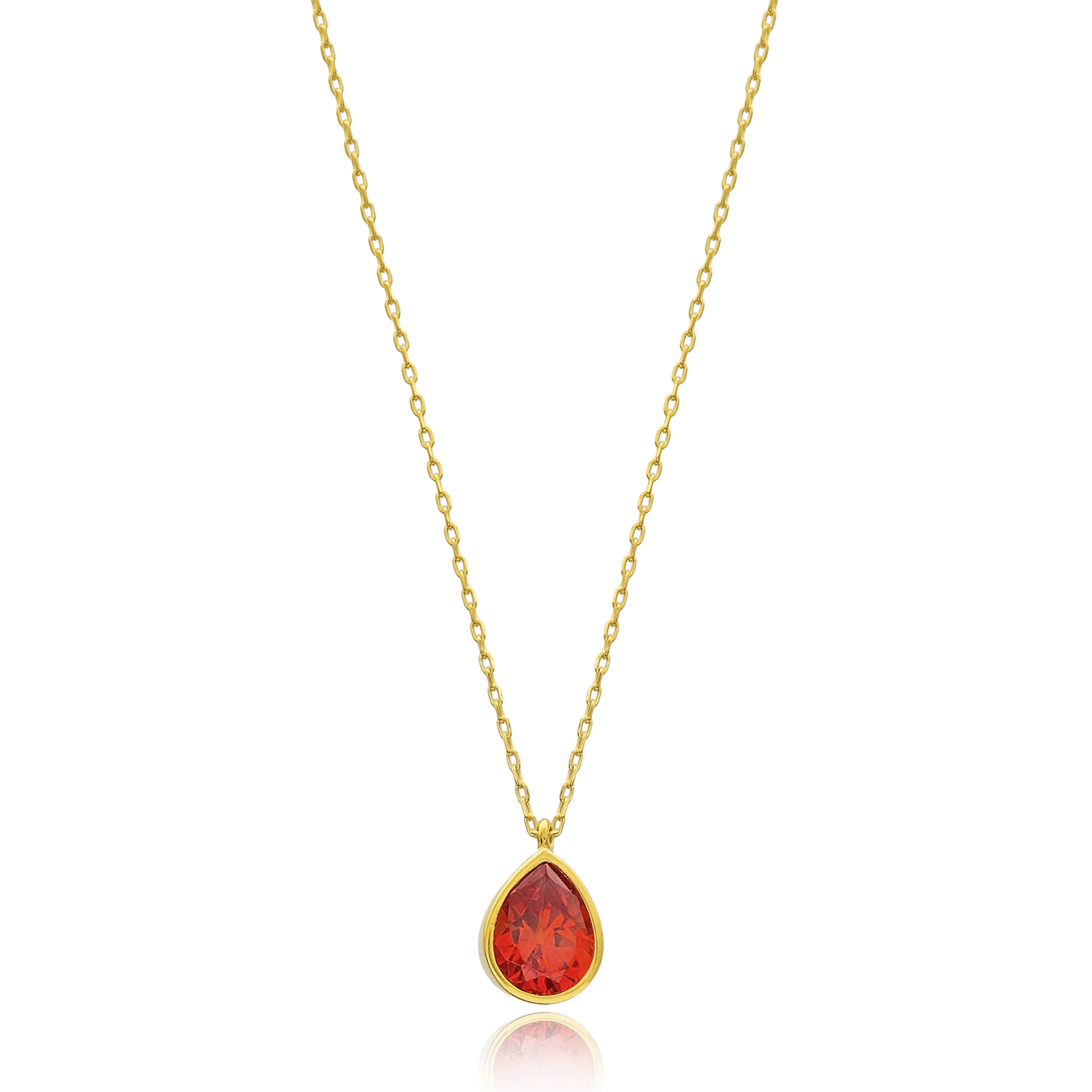 Garnet Crystal Drop Shape Stone Minimalist Wholesale Handmade 925 Silver Sterling Necklace