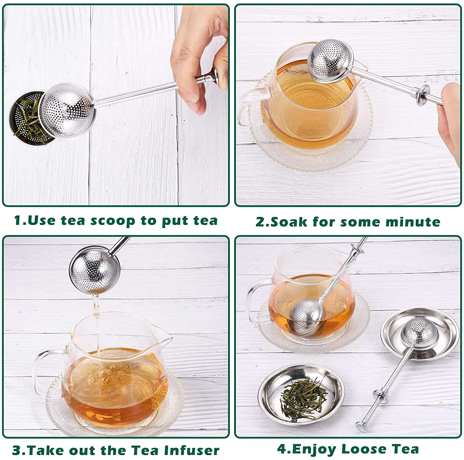 Custom Colorful Blooming Bulk Tea Balls Flower Stainless Steel Infuser With Longer Handle