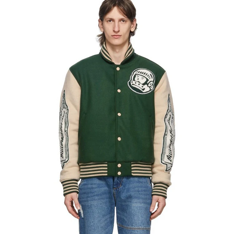 2021 Woolen Embroidered Baseball Jacket Double Color Patchwork Patch Unisex Letterman Varsity Jackets Baseball Men