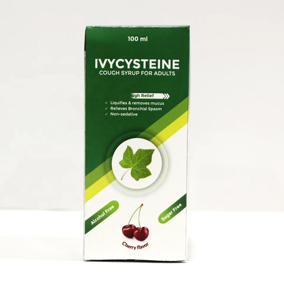 
Ayurvedic sugar free cough syrup for adults with artificial ivy leaves hedera extract n acetyl cysteine for cough and cold 