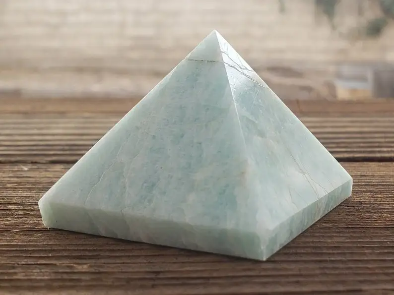 natural amazonite  crystal pyramid for  home decor and medication  healing crystal pyramid