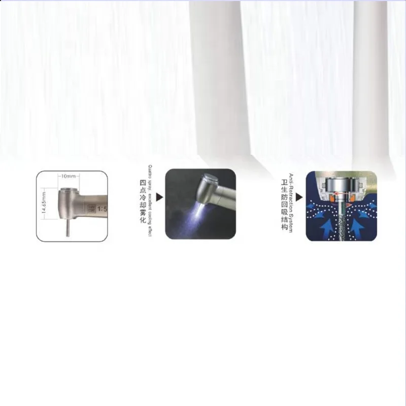 Dental Low Speed 1:5 Increasing Fiber Optic Turbine Implant Contra Angle Dental Handpiece