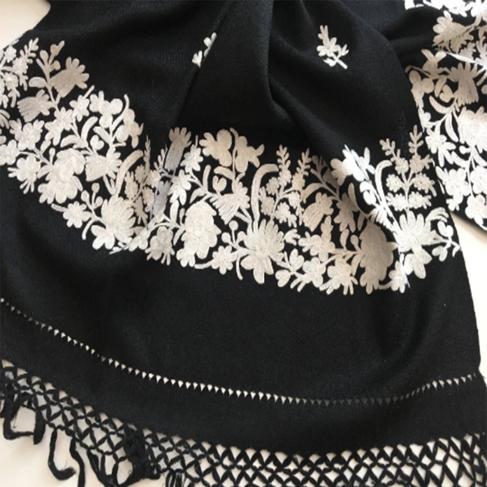 Винтажные черно-белые женские платья с вышивкой летние другие шарфы и шали женский шарф