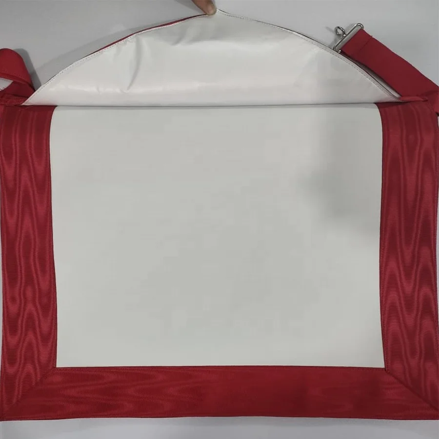 Masonic Royal Arch Apron with Rexene hand embroidered logo and backing with pocket and adjustable belt