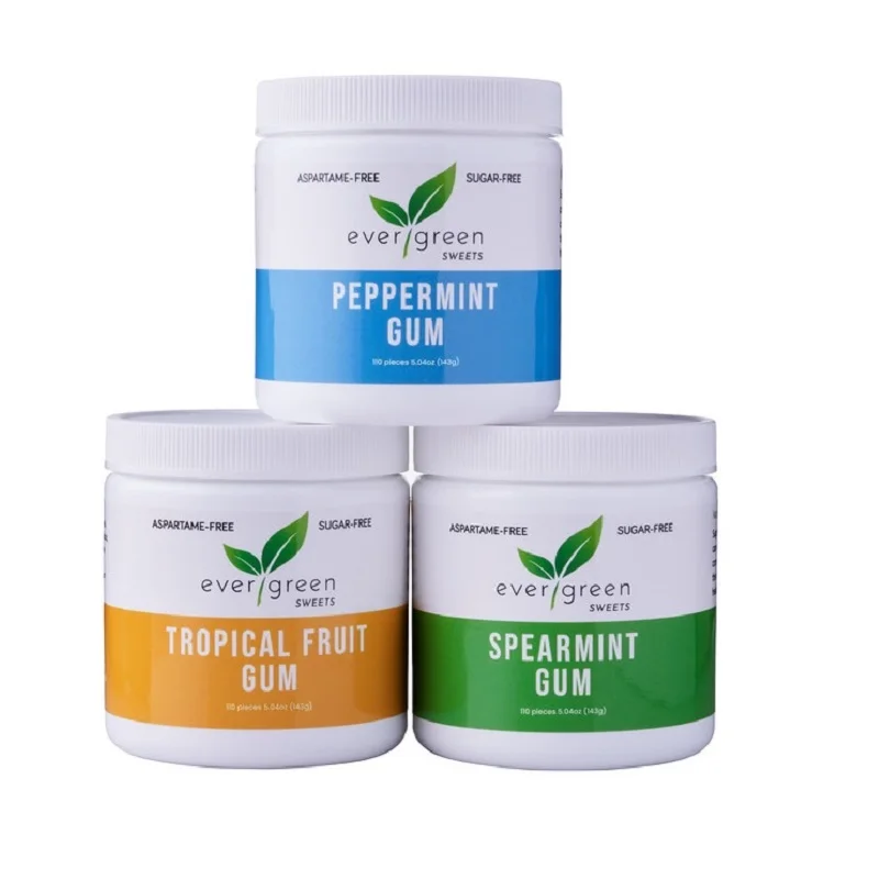 100% Original Evergreen Sweets Sugar Free Chewing Gum non gmo gluten free vegan vegetarian pep
