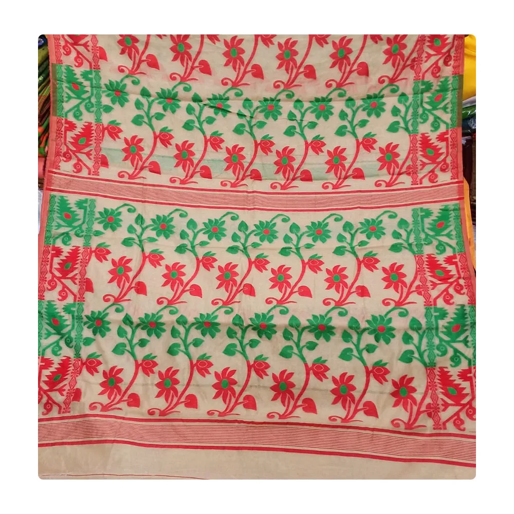 Эксклюзивное сари из чистого хлопка Jamdani с цифровой печатью для оптовой поставки