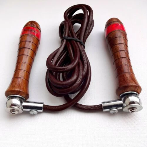 Деревянная ручка кожа прыжки/Скакалка обучение веревки 360 вращения подшипника, удобно лежит в руке FP-1292