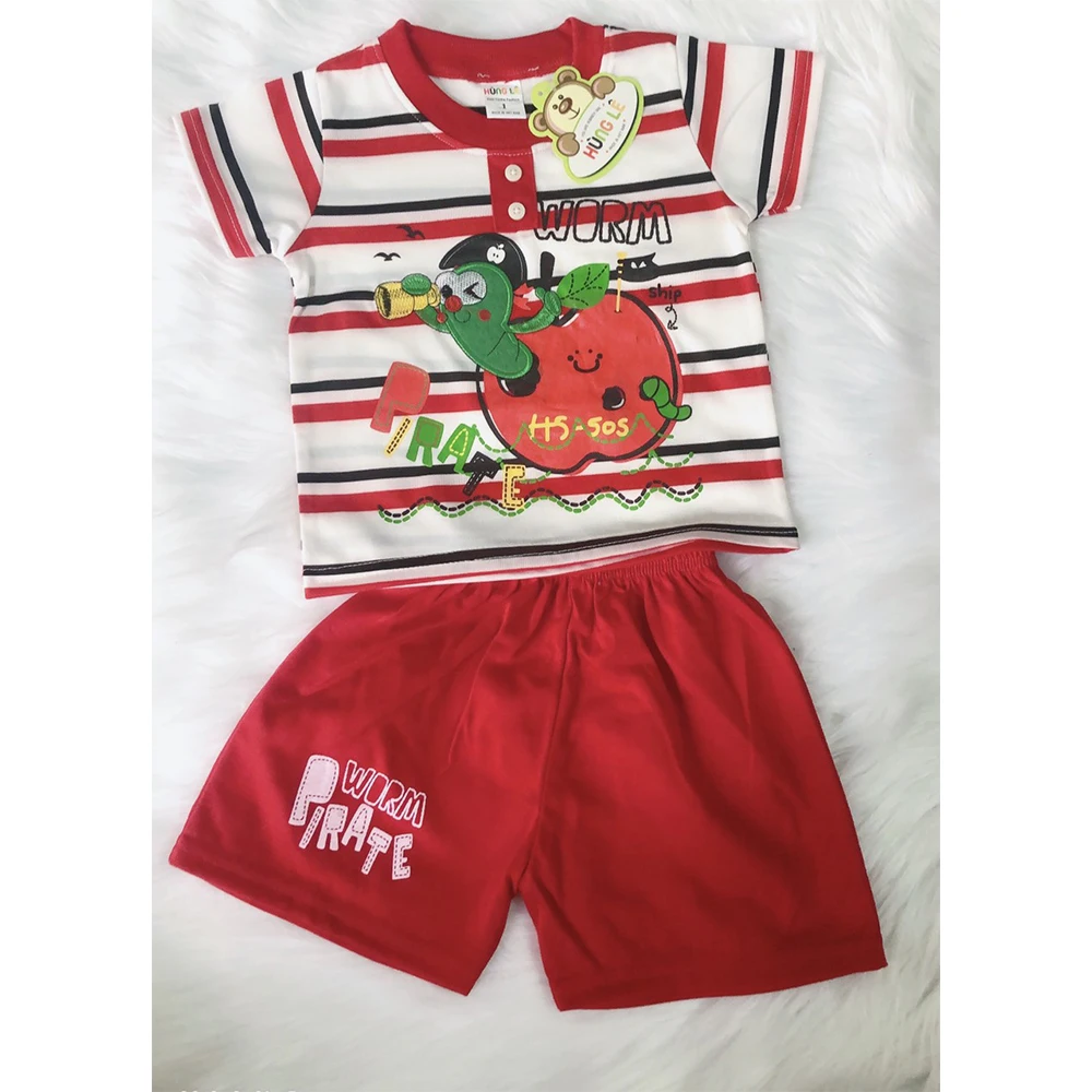 Summer boy clothing set kid clothes, striped cheap sales clothes for baby boys made in Vietnam