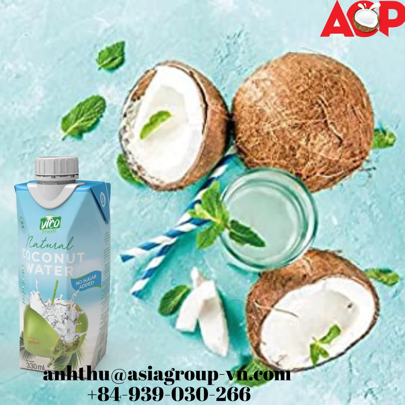 PURE COCONUT WATER UHT- NATURAL COCONUT DRINK +84-939-030-266