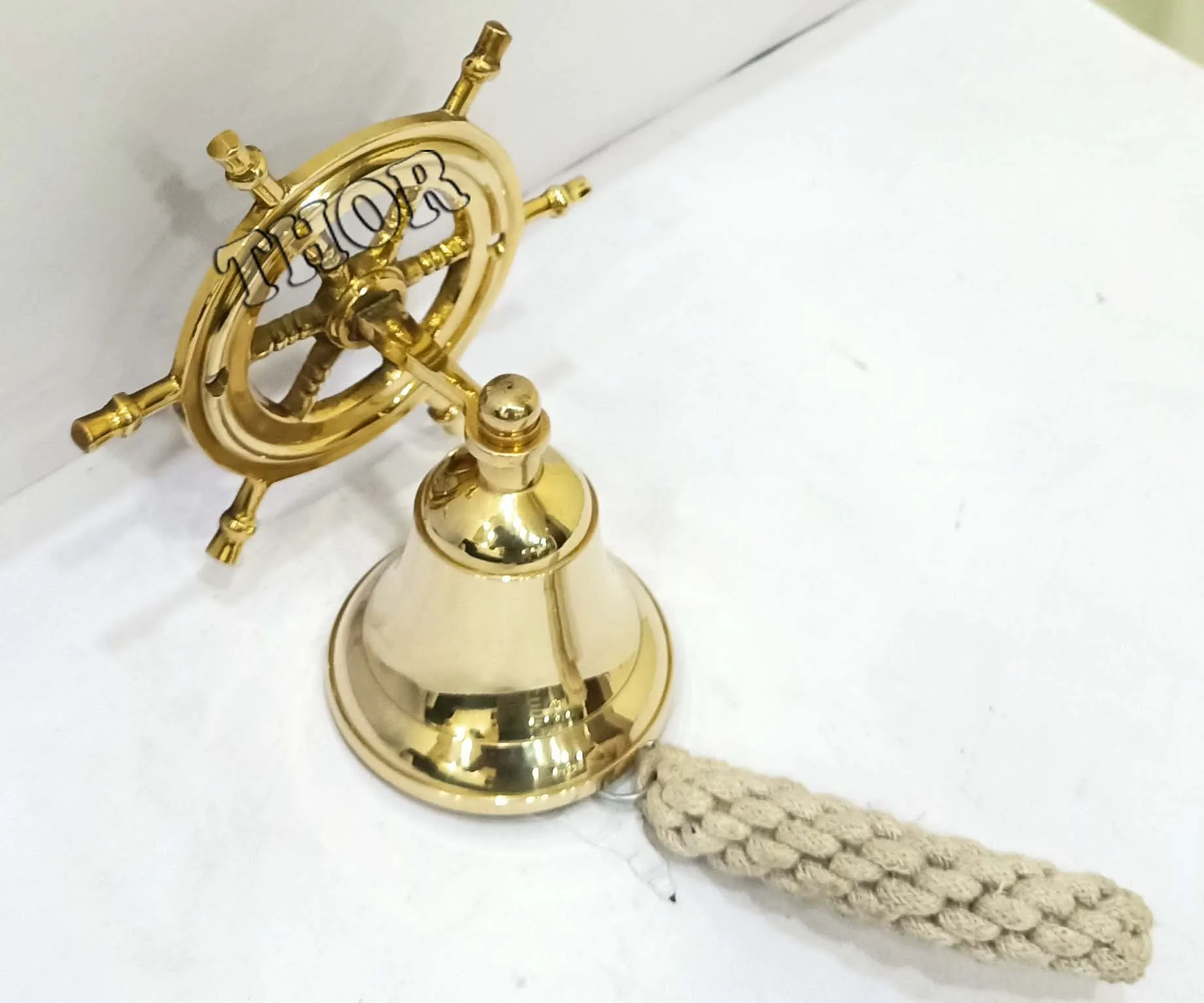 Настенный колокольчик латунный полированный наконечник для ужина комнатный/уличный морской монтажная фурнитура кронштейн корабля лодки Морской Декор