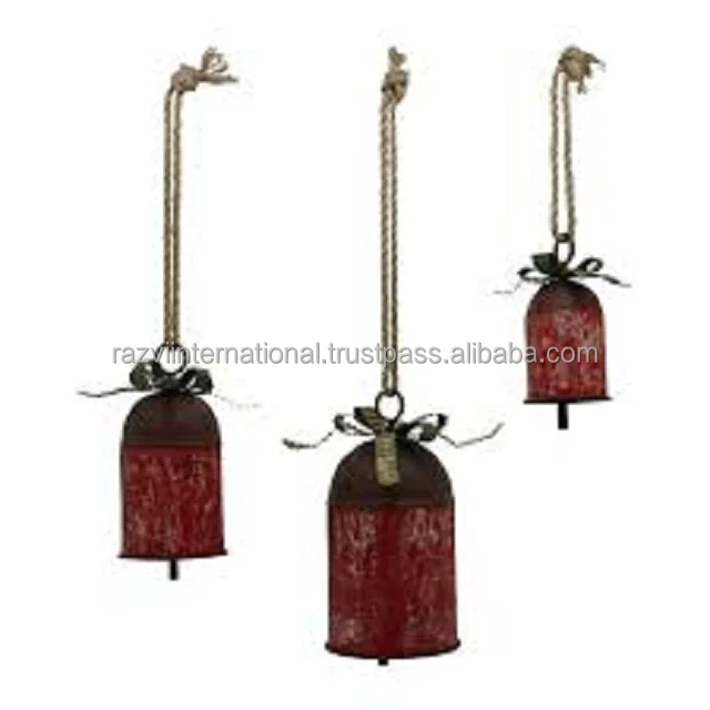 Christmas Hanging Bell Metal Iron White Finished Home Hotel Christmas Decoration Hanging Jingle Bell for Festival