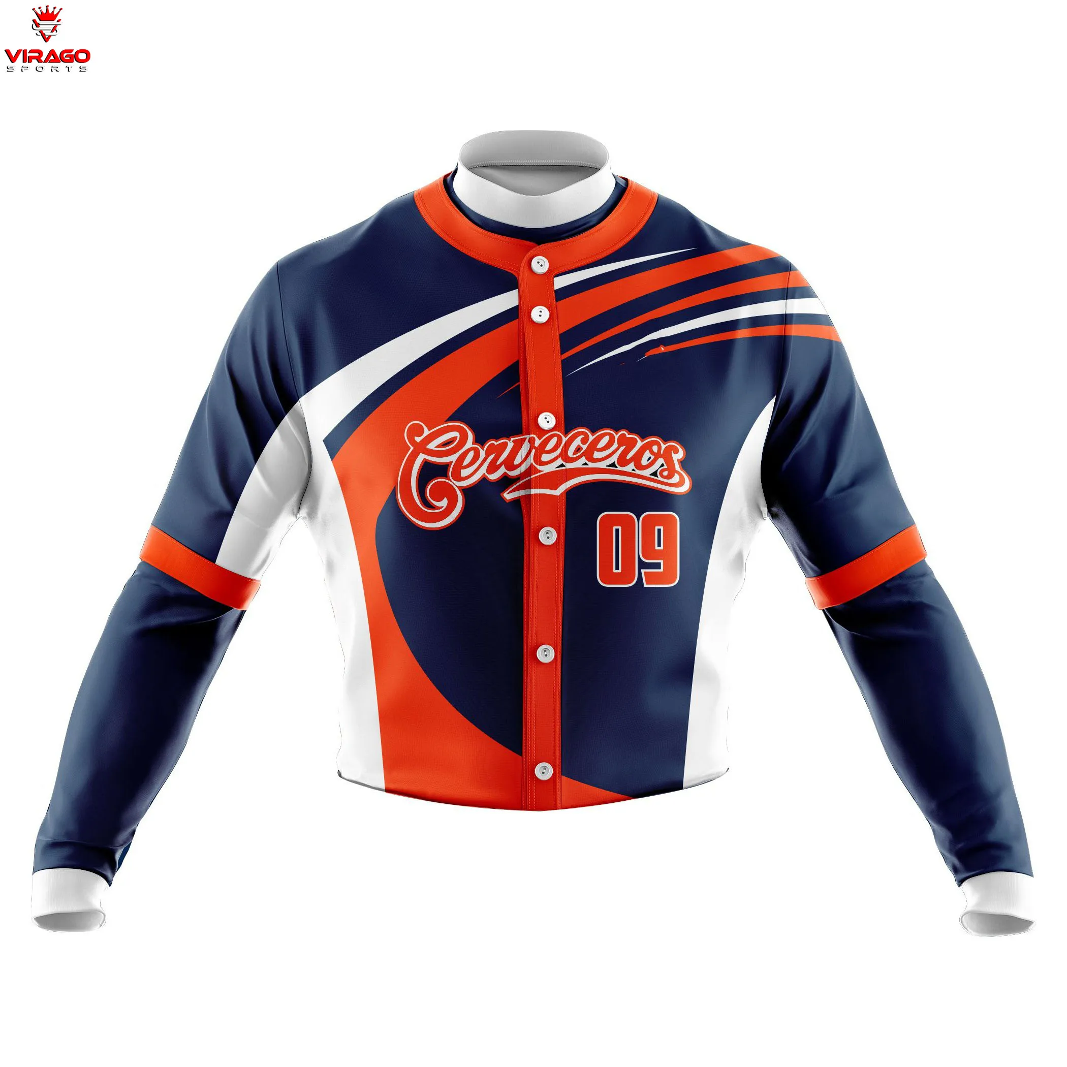 Sublimation Team Name Logo High Quality Men Long Sleeve Baseball Uniform Breathable Anti-UV Baseball Jersey Sets