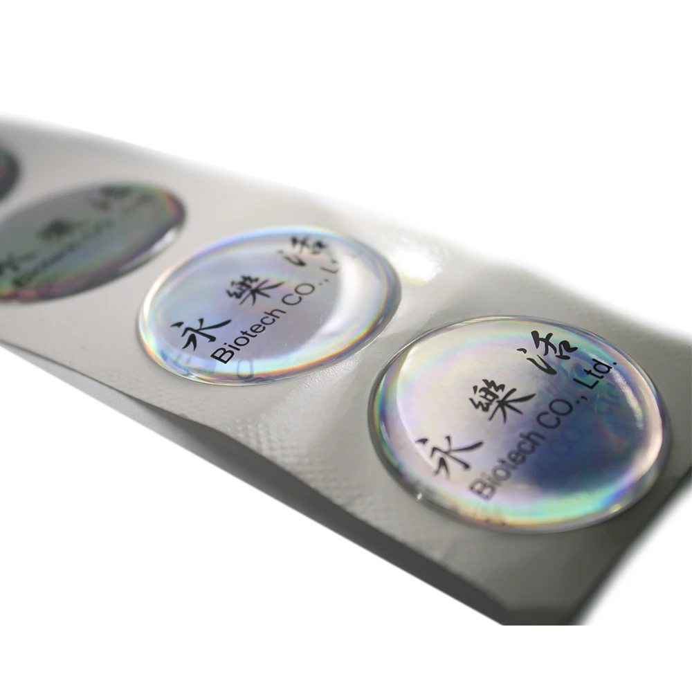 Crystal shape silver metallic foil sticker with dome processing 3D and Resin