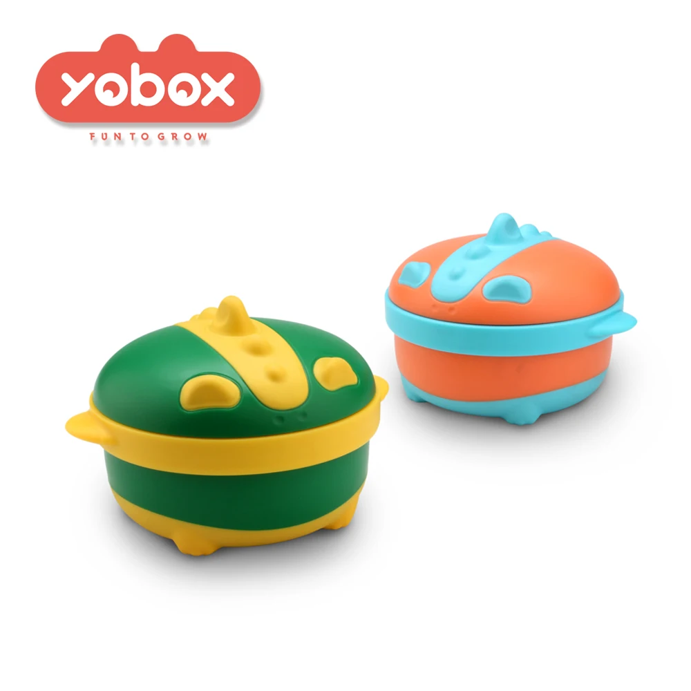 Small stainless steel Baby feeding bowl metal bowl two layers plastic baby food warmer bowl with water insulation course