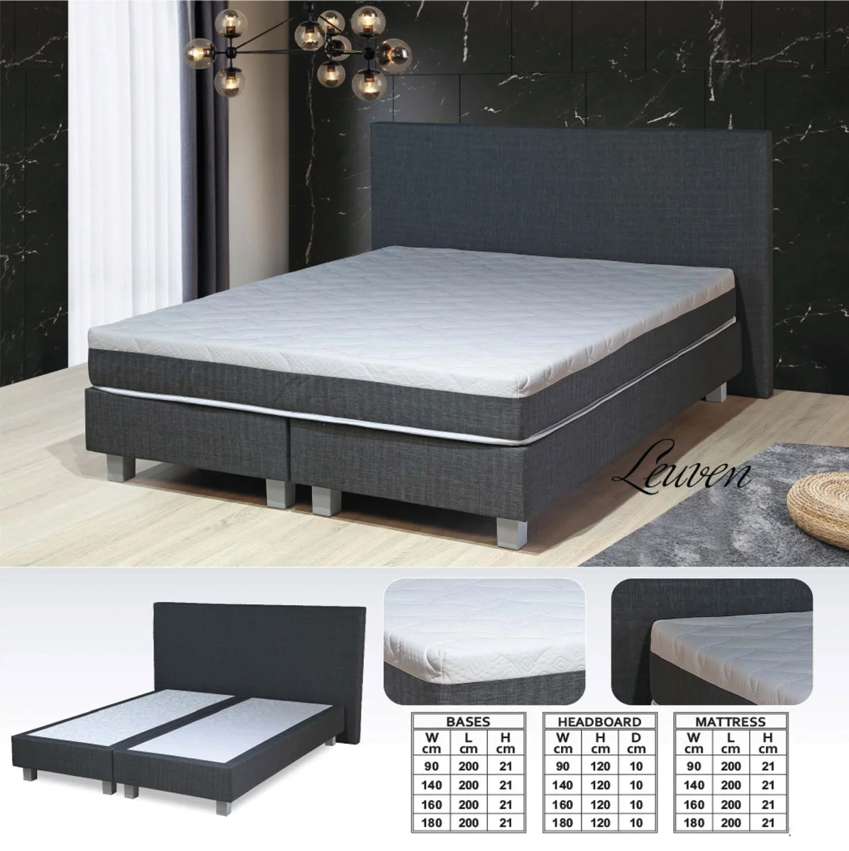 Turkish Furniture bed headboard mattress wardrobe dresser side table bed base Ottoman storage boxspring pocket spring mattress