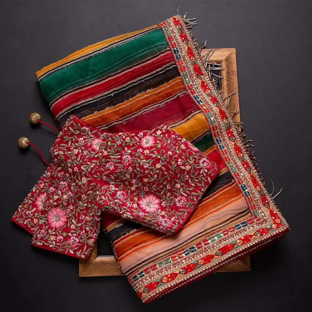 Super Hit Rajwadi Silk Digital Print Saree With Blouse Heavy Banglory Silk With Embroidery Single Color  Single Design