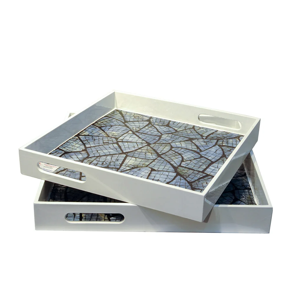 Lacquer Tray Inlaid With Mother Of Pearl Decor Home, Hanging Wall Vietnam Square Serving Tray/ craft wooden tray