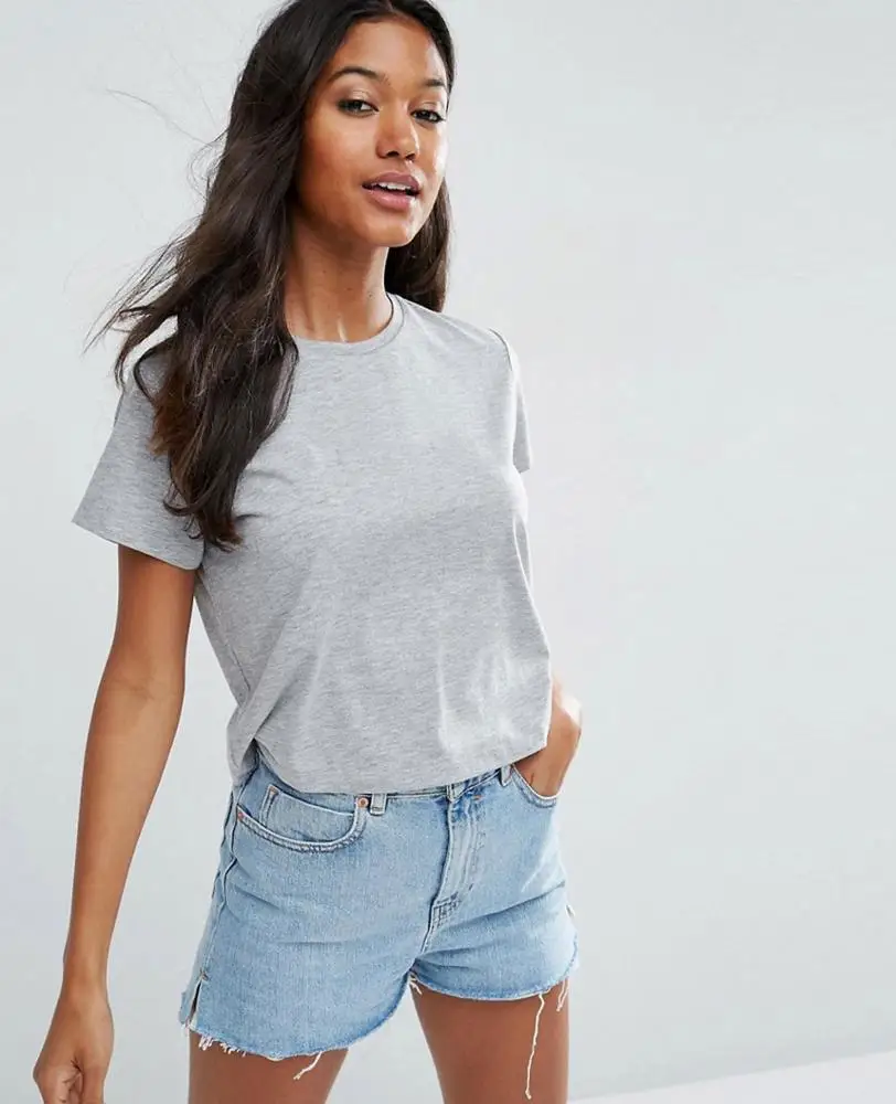 Tshirts Women HG66 Custom Logo Crop Top T Shirts Sexy Basic Short TShirts Female Club White