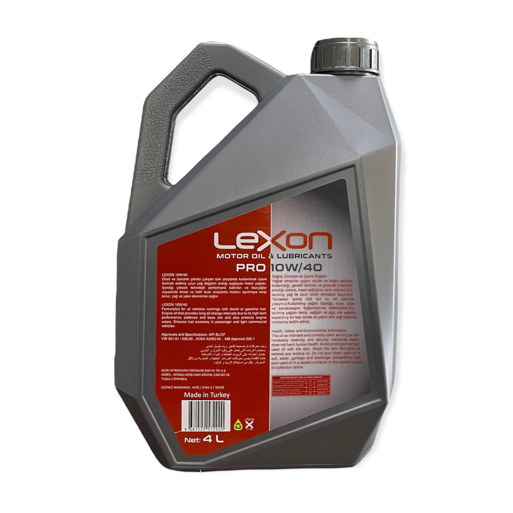 LEXON Pro 15w40 SL/CF Semi Synthetic Performance Motor Oil Gasoline Diesel Premium Series 4 Liter