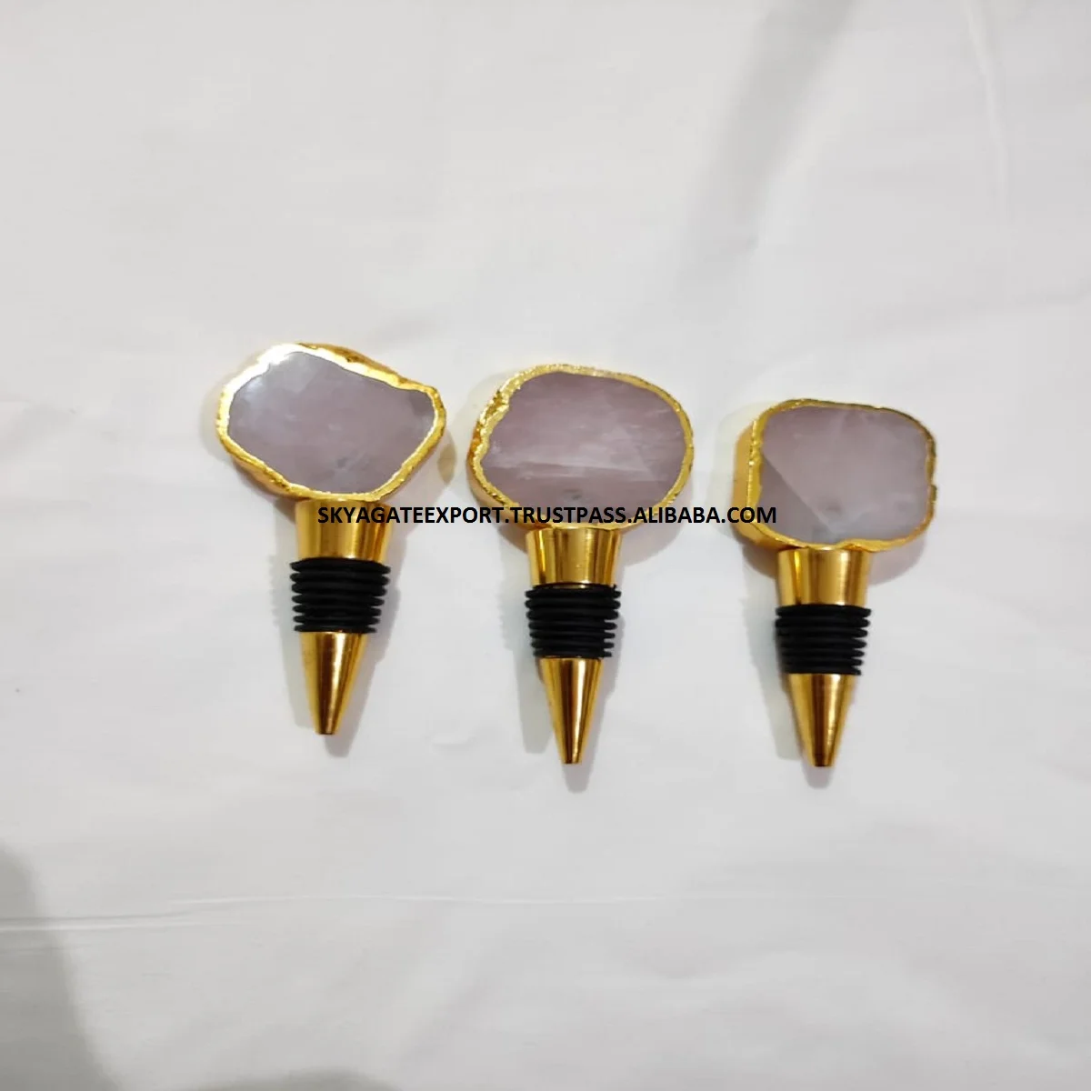 WHOLESALE NATURAL CRYSTAL AGATE ROSE QUARTZ  BOTTLE STOPPER : GEMSTONE AGATE WINE BOTTLE STOPPER BUY FROM SKY AGATE EXPORT