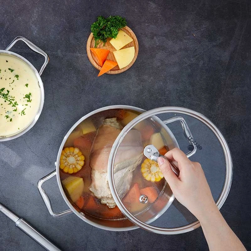 Made in Vietnam cheap Solid Stainless steel pot set Elmich Trimax ECO EL-8000 size 16-18-22cm