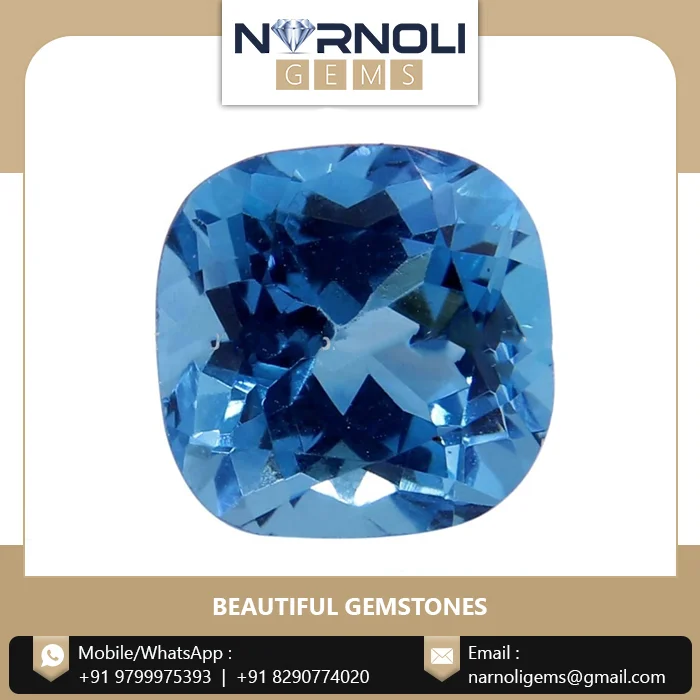 Custom Design Blue Topaz Faceted Cushion Cut Gemstone MOQ International And Domestic Supplier