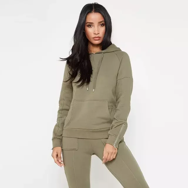 Wholesale custom french terry gym women fancy Hoodies Breathable Polyester Spandex Slim Fit Long Sleeve Custom lady