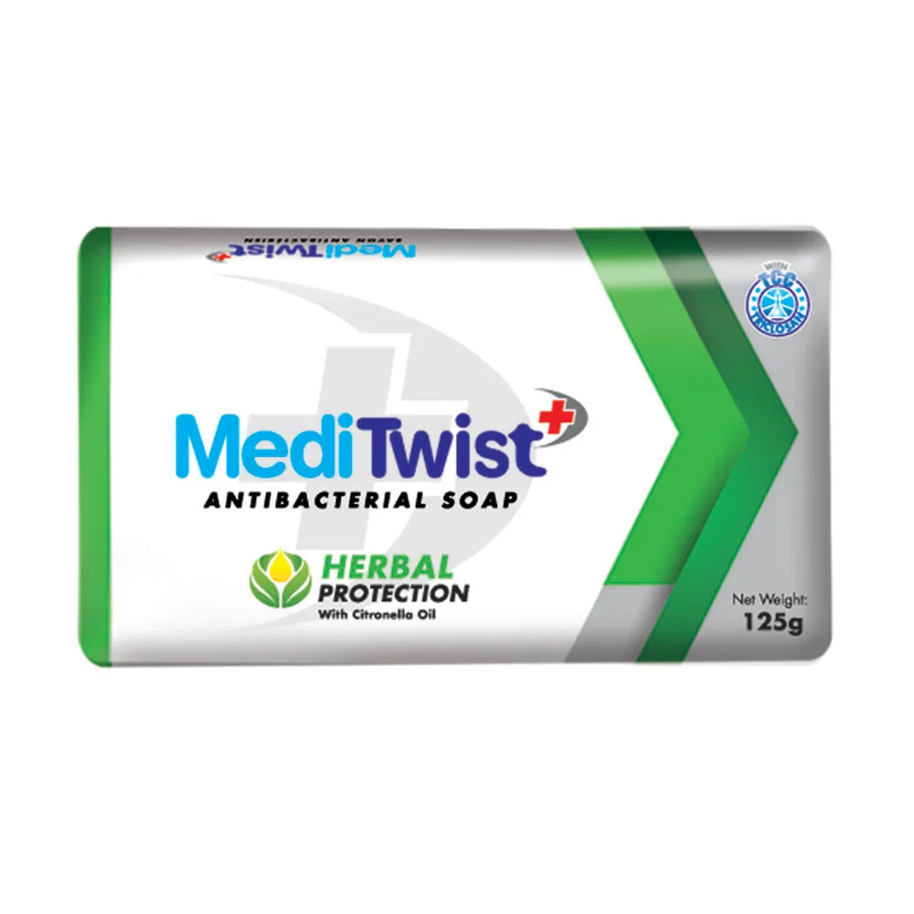 Hot Selling Meditwist Antibacterial Toilet Soap Shower / Bath Body Soap Bar with Herbal Protection