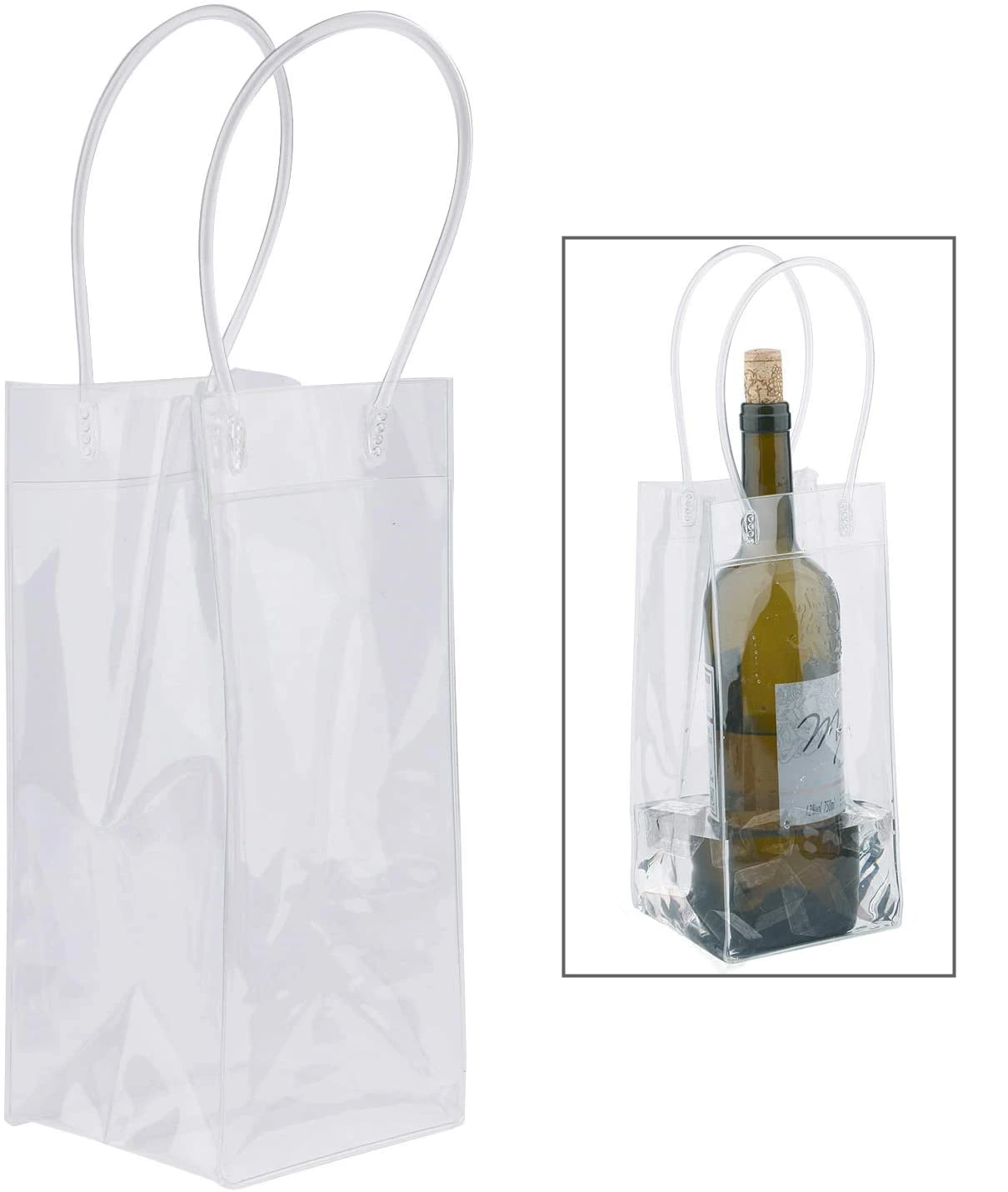 Waterproof Glass Bottle Can PVC Plastic Shopping Handbag Custom LOGO Packaging Bag