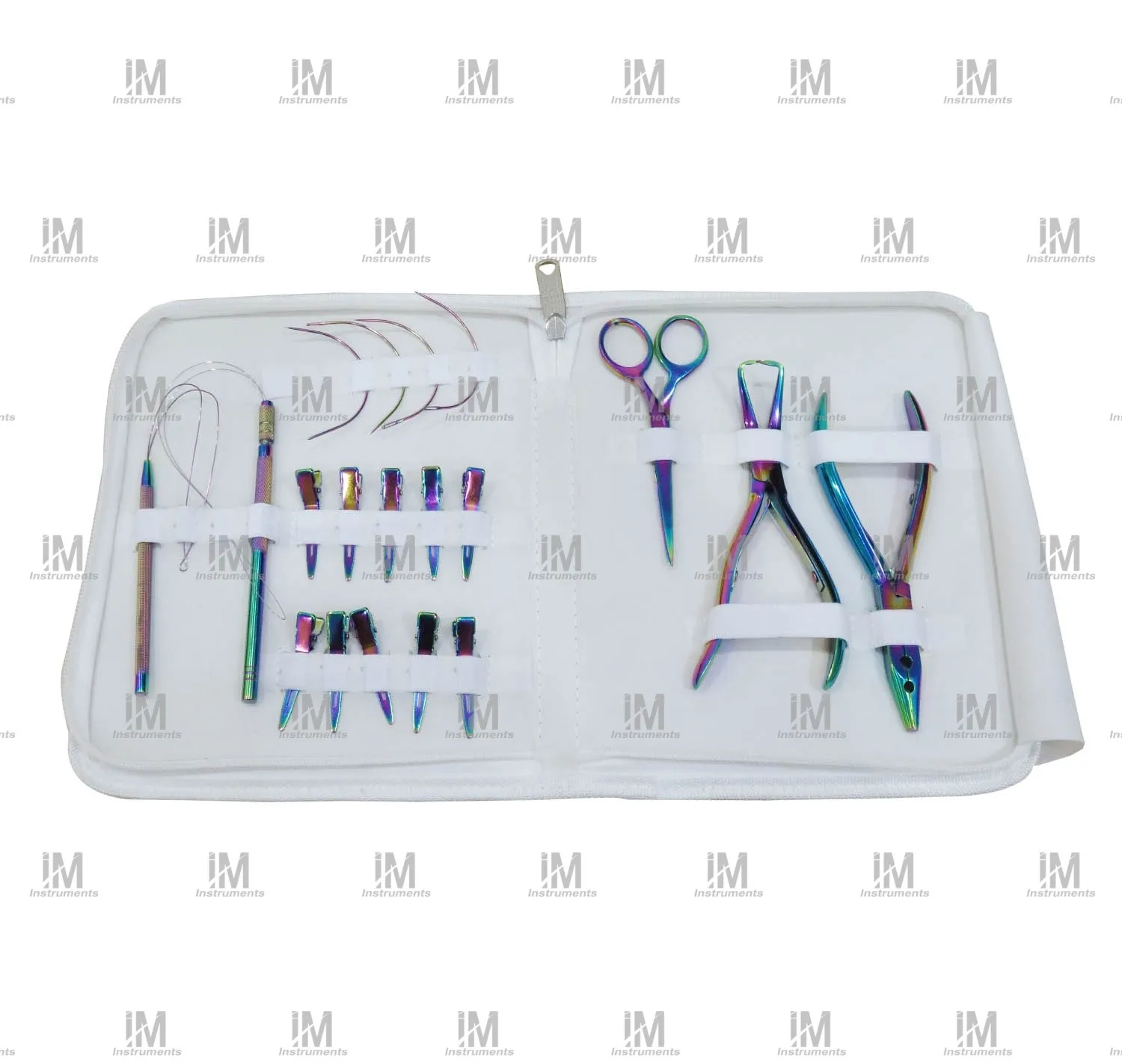 Professional Hair Extension Tools with C Shaped needles Hair Clips-In Sectioning Ring Pliers Set Loop tools.