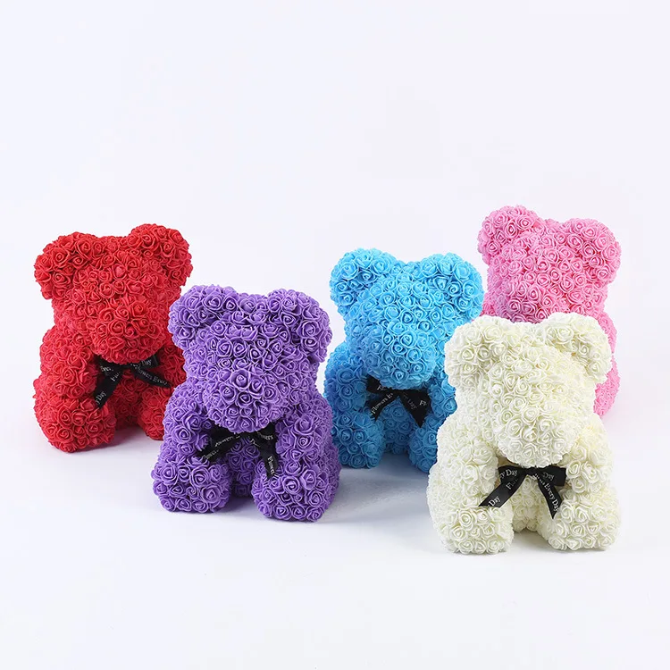 Wedding Party Decoration Valentine Girlfriend Anniversary Gift 40CM Foam Artificial Flowers Teddy Rose Bear