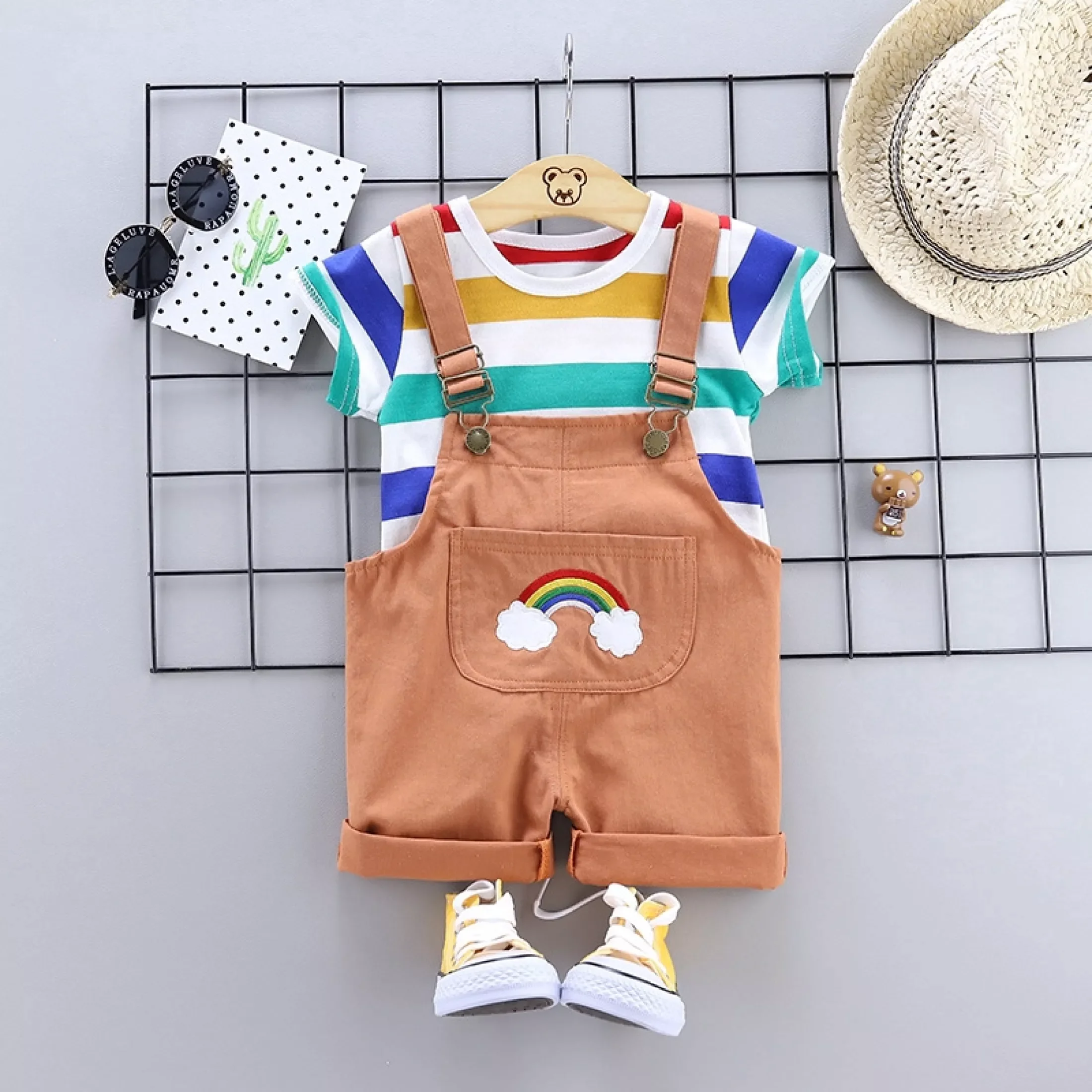 
Polyester and Cotton Colorful Denim Infants Toddlers Overalls Rompers For Autumn 