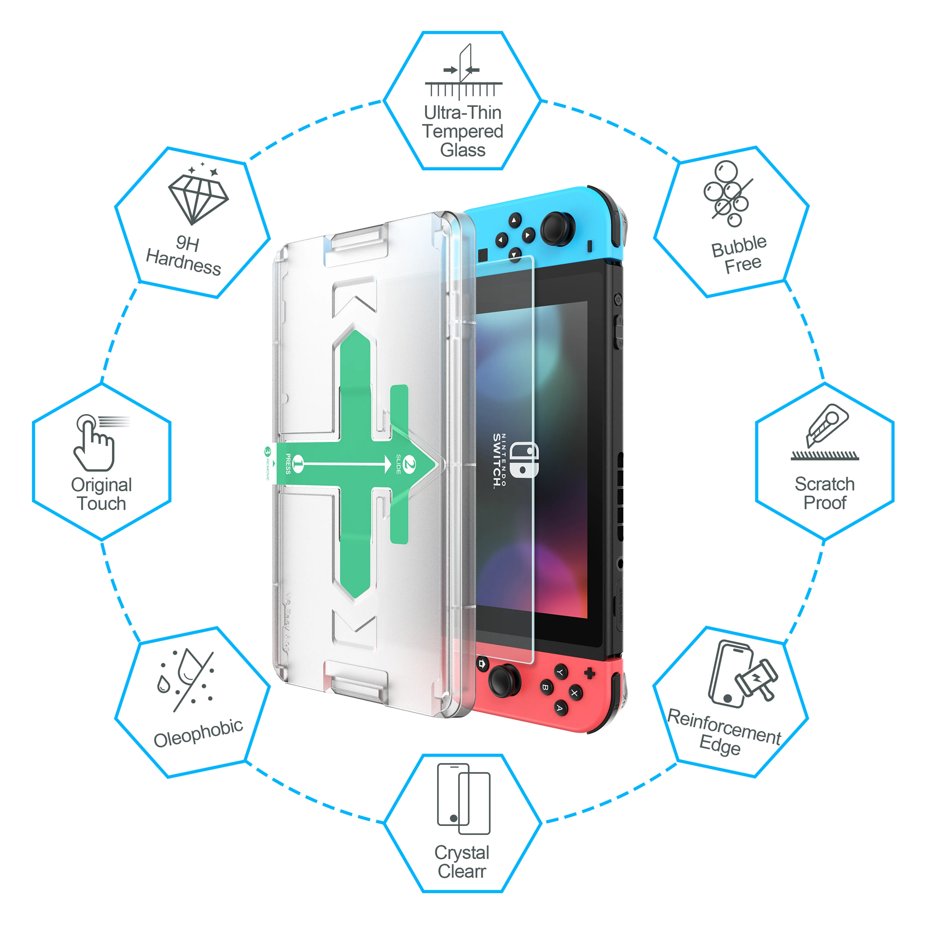 Tempered Glass Screen Protector Game Console Protective Film Guard Temper for Nintendo Switch Oled