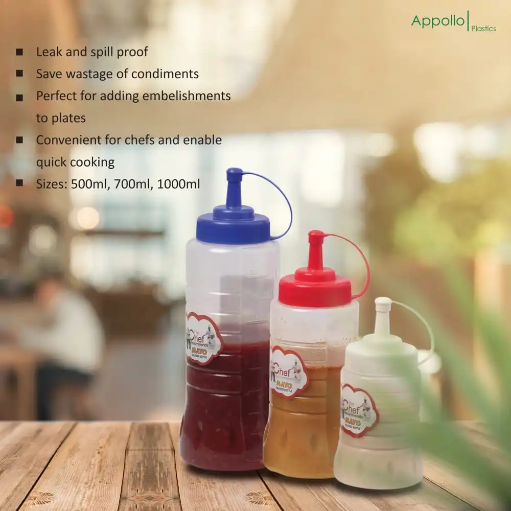 Mayo Bottle Small size 500ml Bottle with Twist On Lids Ketchup Mustard Mayo Hot Sauces Olive Oil Bottles