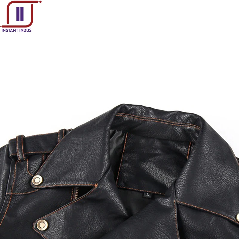 Winter Mens Leather Jacket Men Fashion Motorcycle PU Leather Jacket Cool Zipper Pockets Leather Coats EU Size OEM
