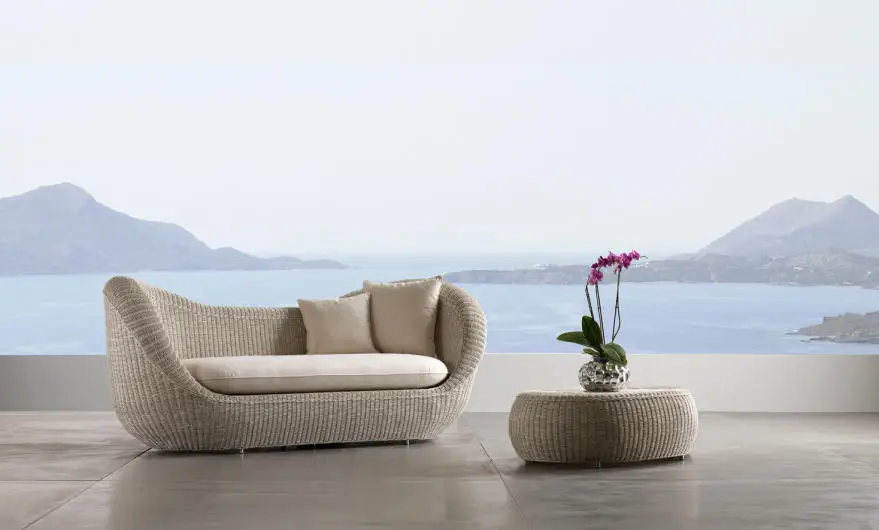 Modern Outdoor Poly Rattan Sofa Set with Aluminum Frame and Fabric Wicker Garden Furniture for Living Room and Garden