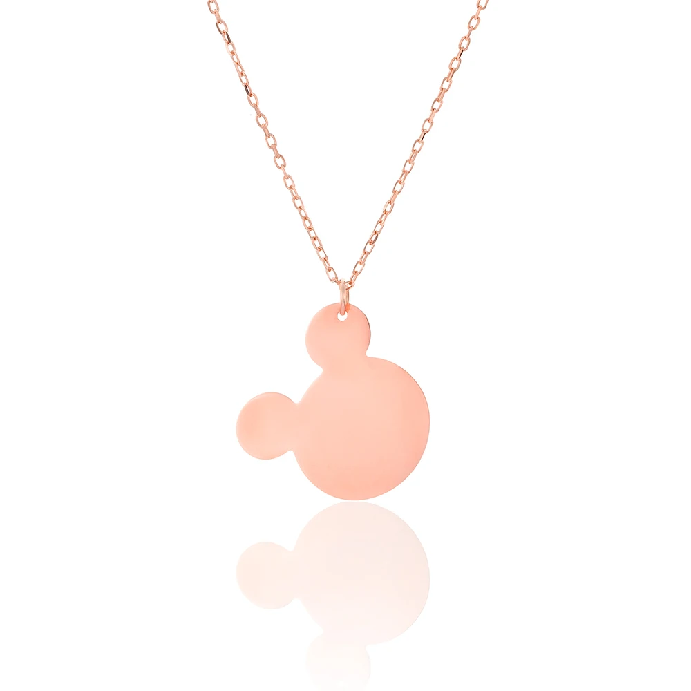 Stylish Mickey 925 Sterling Silver Pendant Necklace Jewelry with Chain