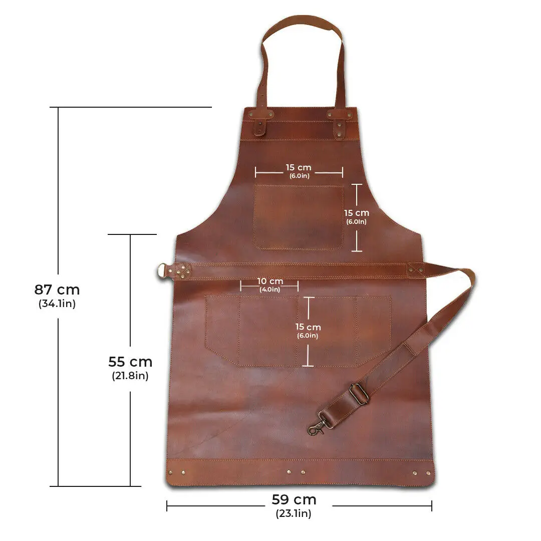 Luxury Genuine Leather Apron Work BBQ Kitchen Carpenter Men Women Leather Apron cow belly fine leather butcher Apron